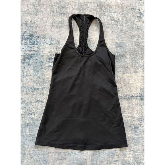 Lululemon Black Mesh Panel Ruched Cool Racerback Athletic Tank Top Size 6 - Picture 4 of 5
